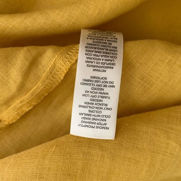 Chico’s 100% Linen 1/4 Button Front Tunic Shirt Top Yellow Size 12 Popover - Picture 10 of 11
